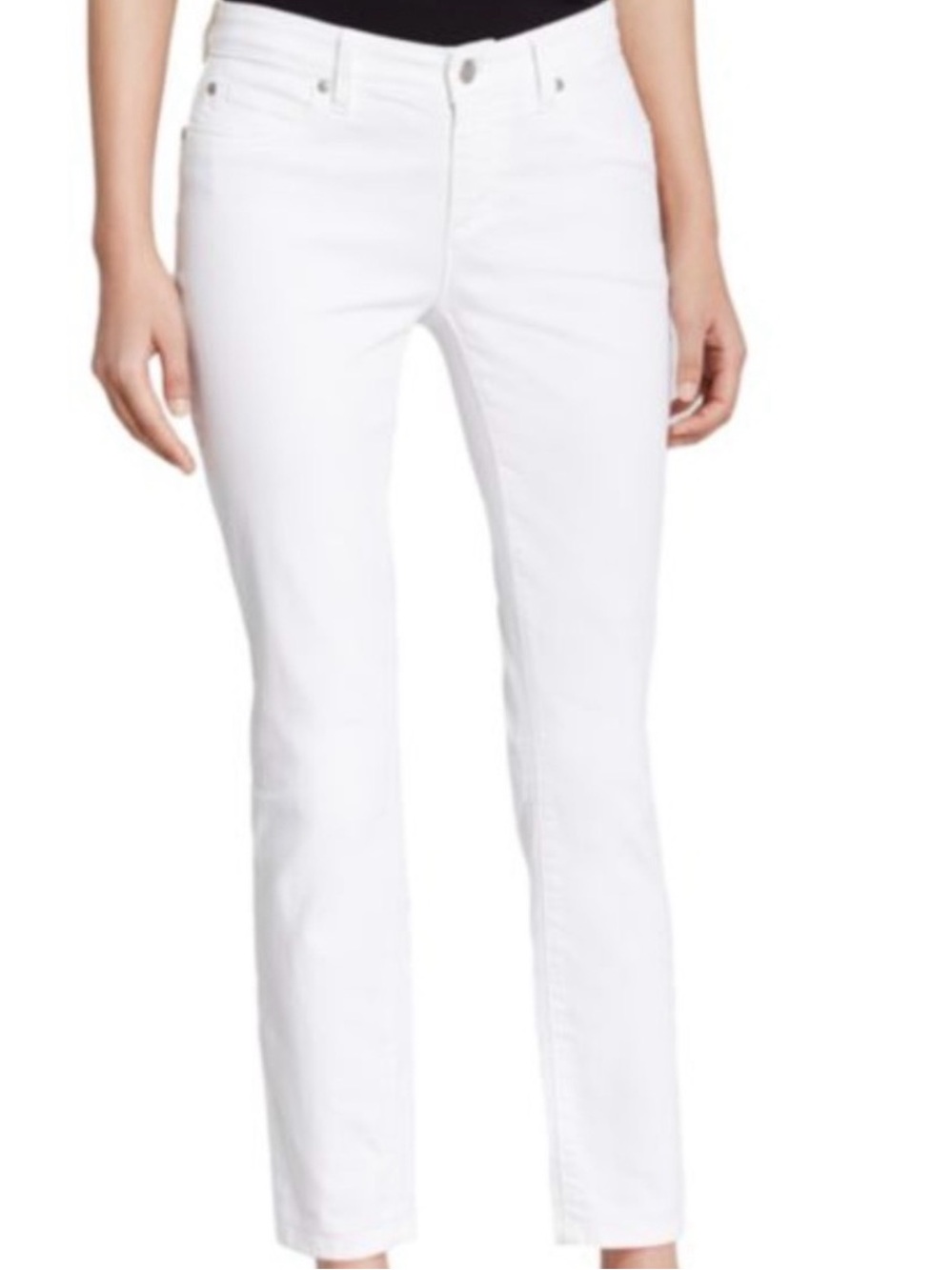 Eileen Fisher White Organic Cotton Ankle Jeans Raw Hem